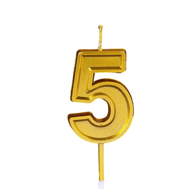 Lumanare pentru Tort Cifra 5, Vivimall, 4.8 cm, Aniversare, Aurie - vivimall.ro