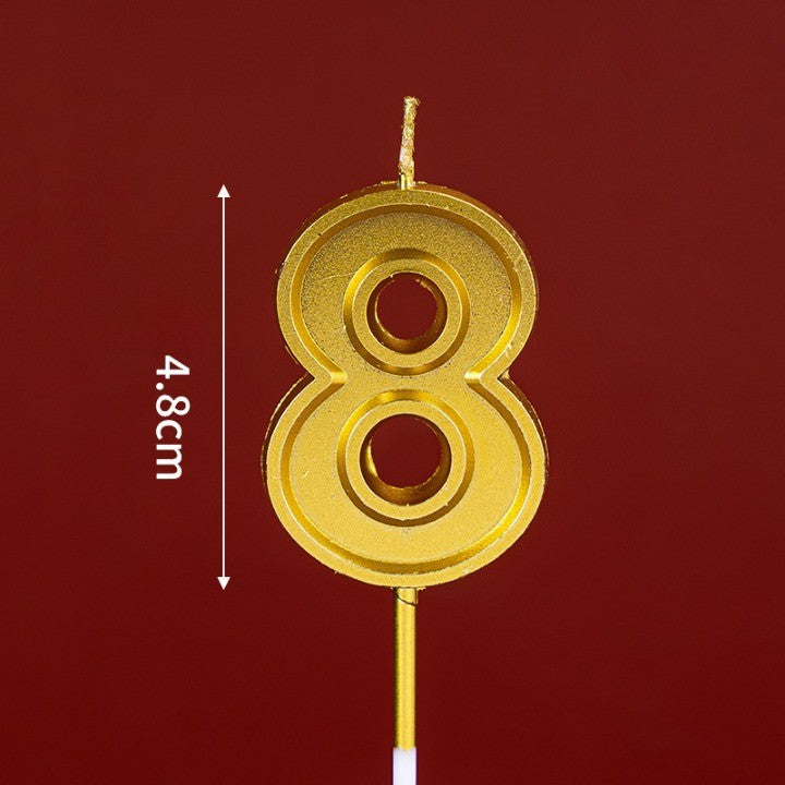 Lumanare pentru Tort Cifra 8, Vivimall, 4.8 cm, Aniversare, Aurie - vivimall.ro