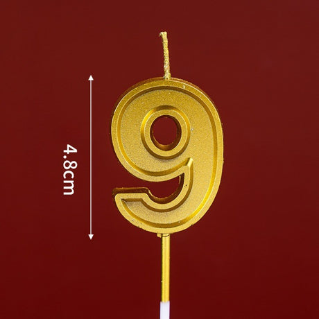 Lumanare pentru Tort Cifra 9, Vivimall, 4.8 cm, Aniversare, Aurie - vivimall.ro