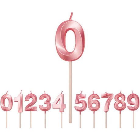 Lumanare Cifra 0, Flippy, Model Diamond, 5 x 3.4 cm, Roz - vivimall.ro