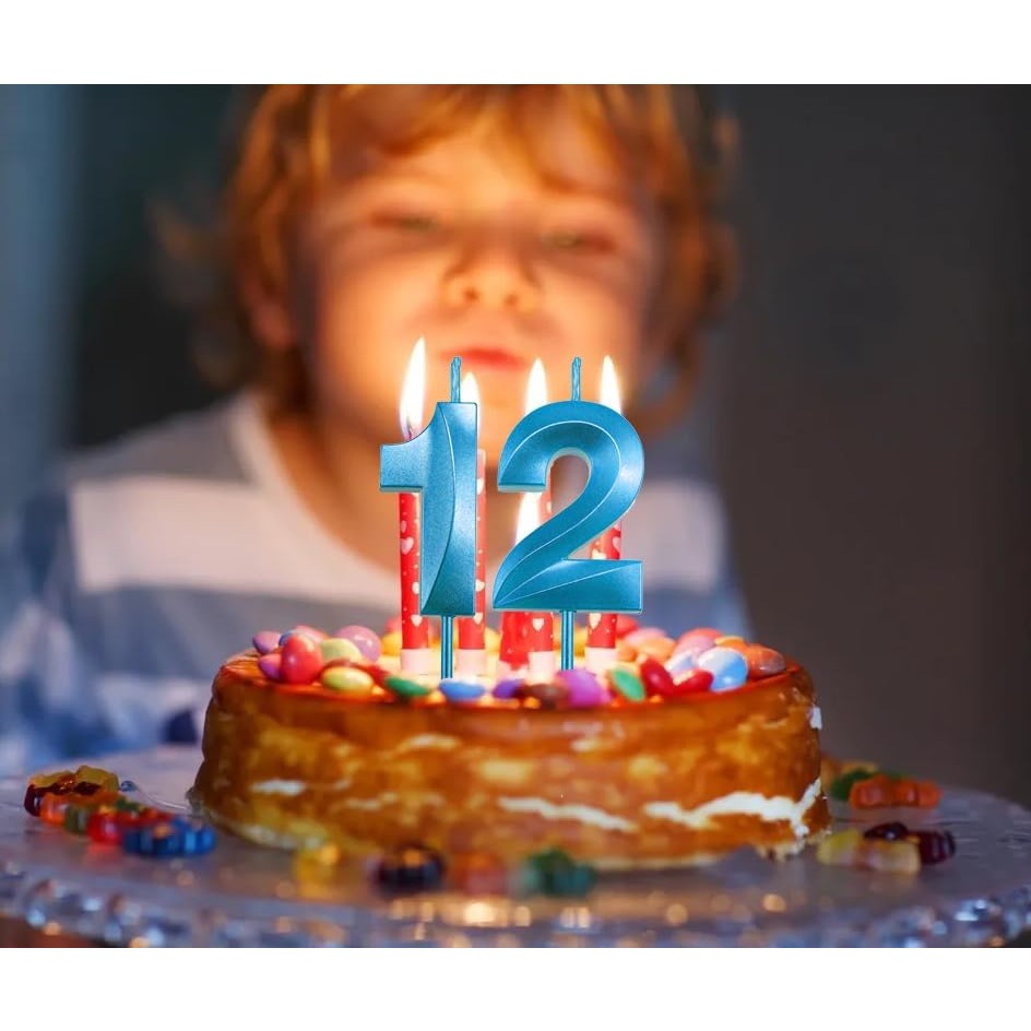 Lumanare Cifra 1, Flippy, Model Diamond, 5 x 3.4 cm, Albastru - vivimall.ro