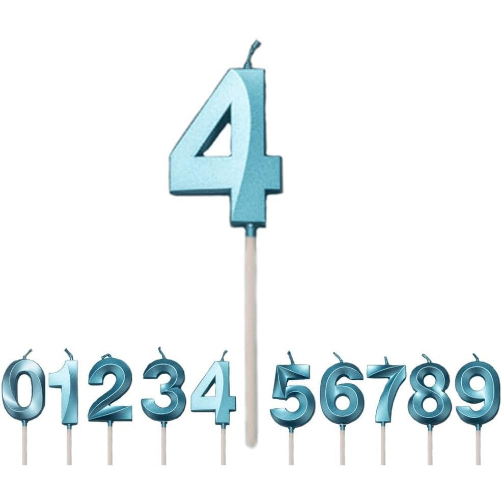 Lumanare Cifra 4, Flippy, Model Diamond, 5 x 3.4 cm, Albastru - vivimall.ro