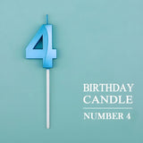 Lumanare Cifra 4, Flippy, Model Diamond, 5 x 3.4 cm, Albastru - vivimall.ro