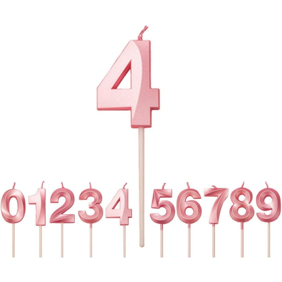 Lumanare Cifra 4, Flippy, Model Diamond, 5 x 3.4 cm, Roz - vivimall.ro