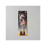 Lumanare Cifra 5, Vivimall, Model Coroana cu Fundita, Pentru Tort, 6 x 2.5 cm Mov - vivimall.ro