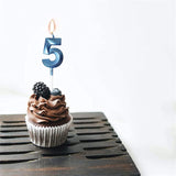 Lumanare Cifra 5, Flippy, Model Diamond, 5 x 3.4 cm, Albastru - vivimall.ro