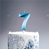 Lumanare Cifra 7, Flippy, Model Diamond, 5 x 3.4 cm, Albastru - vivimall.ro