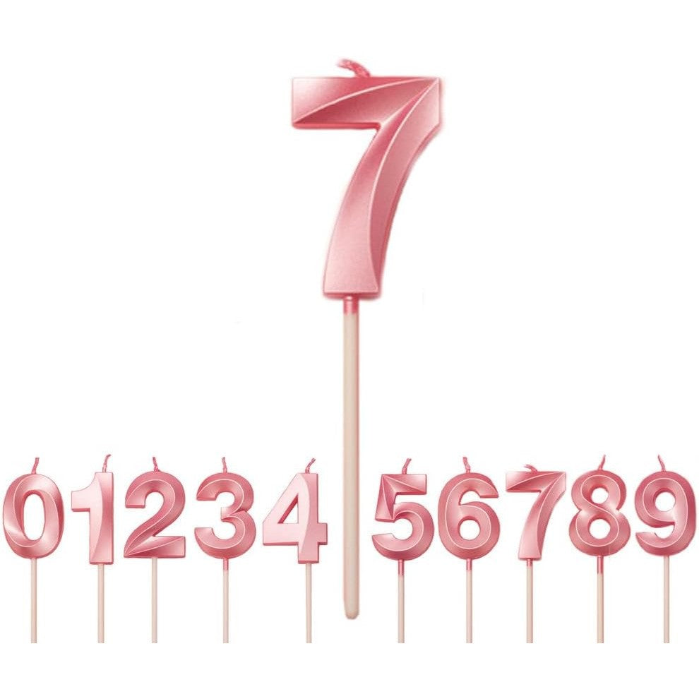 Lumanare Cifra 7, Flippy, Model Diamond, 5 x 3.4 cm, Roz - vivimall.ro