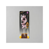 Lumanare Cifra 9, Vivimall, Model Coroana cu Fundita, Pentru Tort, 6 x 2.5 cm Mov - vivimall.ro