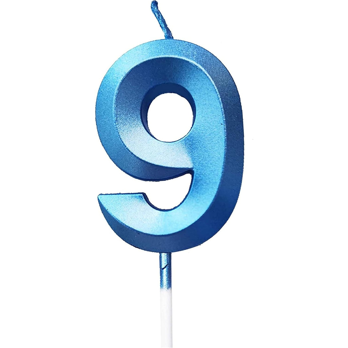 Lumanare Cifra 9, Flippy, Model Diamond, 5 x 3.4 cm, Albastru - vivimall.ro