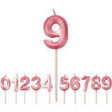 Lumanare Cifra 9, Flippy, Model Diamond, 5 x 3.4 cm, Roz - vivimall.ro