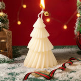 Lumanare de Craciun Parfumata, Flippy, Lumanare Rotativa cu Aromaterapie, Model Brad de Craciun forma Lunga, din Ceara de Soia, 11 x 8 x 8 cm, Alb - vivimall.ro