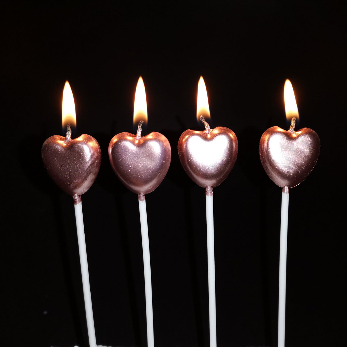 Lumanare de Tort, Vivimall, Model Inima, Party, 8.5 x 3 cm, Roz Gold - vivimall.ro