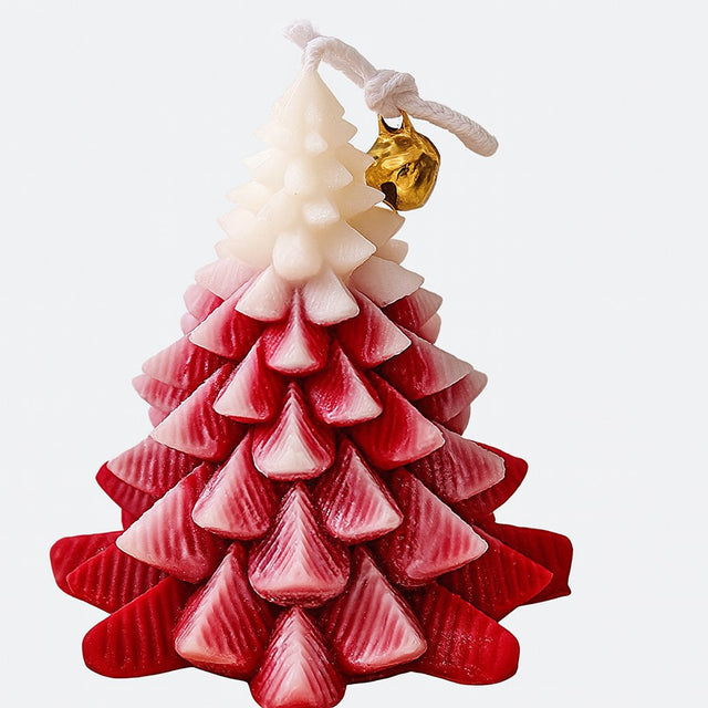 Lumanare Parfumata de Craciun, Flippy, Model Brad de Craciun, din Ceara de Soia, Cadou Creativ Handmade de Craciun, 8 x 7 x 7 cm, Rosu - vivimall.ro