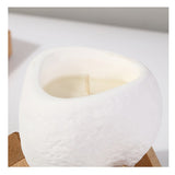 Lumanare Parfumata, Vivimall, Model Abstract, Aroma Frezie/Para, din Ceara de Soia, 8 x 5.5 x 6 cm, Alb - vivimall.ro