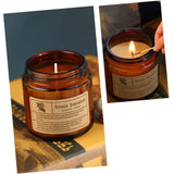 Lumanare Parfumata, Vivimall, Model Borcan Maro, Aroma de Frezie si Pere, din Ceara Vegetala, 6 x 6.5 x 6.5 cm, Maro - vivimall.ro