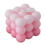 Lumanare Parfumata, Vivimall, din Ceara De Soia, Model Cub, Gradient in 3 Culori Pale, 6x6x6 cm, Aroma de Piersic Alb, Roz - vivimall.ro