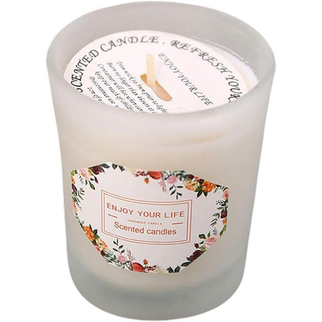 Lumanare Parfumata, Vivimall, Model Pahar Alb Transparent, Aroma de Frezie/Para, din Ceara de Soia, 6.2 x 5.2 cm, Alb - vivimall.ro