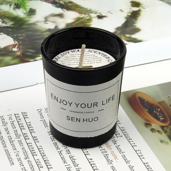 Lumanare Parfumata, Vivimall, Model Pahar Negru, Aroma de Mure, din Ceara de Soia, 6.2 x 5.2 cm, Negru - vivimall.ro