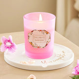 Lumanare Parfumata, Vivimall, Model Pahar Roz, Aroma de Lamaie si Trandafir, din Ceara de Soia, 6.2 x 5.2 cm, Roz - vivimall.ro