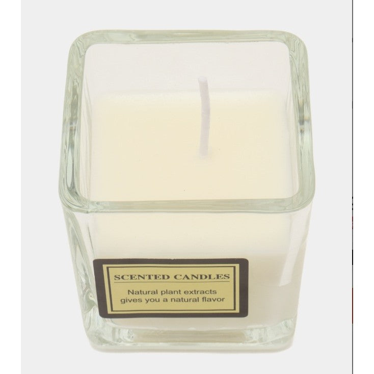 Lumanare Parfumata, Vivimall, Model Pahar Transparent, cu Ulei Esential, 4.8 x 5.4 x 5.5 cm, Aroma de Iasomie, Alb - vivimall.ro