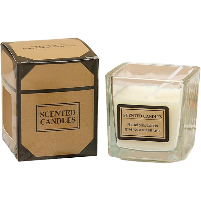 Lumanare Parfumata, Vivimall, Model Pahar Transparent, cu Ulei Esential, 4.8 x 5.4 x 5.5 cm, Aroma de Iasomie, Alb - vivimall.ro