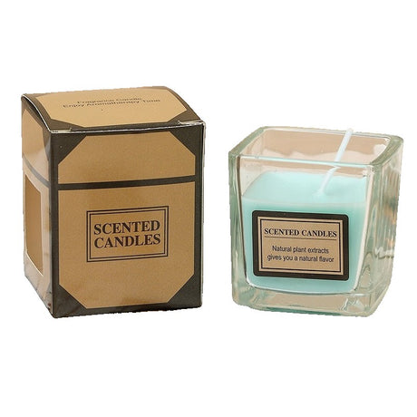 Lumanare Parfumata, Vivimall, Model Pahar Transparent, cu Ulei Esential, 4.8 x 5.4 x 5.5 cm, Aroma Oceanica, Albastru - vivimall.ro