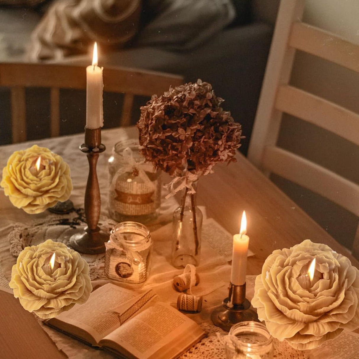 Lumanare Parfumata, Vivimall, Model Trandafir, Ardere 10h, 70 g, 7.5 x 3.5 cm, Parfum de Citrice, Portocaliu - vivimall.ro