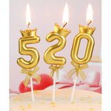 Lumanare pentru Tort Cifra 0, Model Coroana, Gold, Vivimall, Party - vivimall.ro