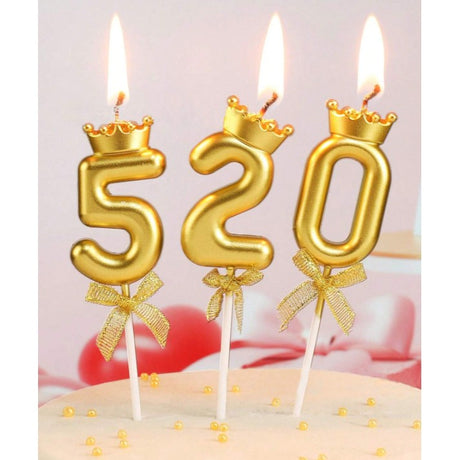 Lumanare pentru Tort Cifra 2, Model Coroana, Gold, Vivimall, Party - vivimall.ro