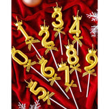 Lumanare pentru Tort Cifra 2, Model Coroana, Gold, Vivimall, Party - vivimall.ro