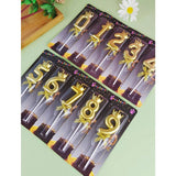 Lumanare pentru Tort Cifra 4, Model Coroana, Gold, Vivimall, Party - vivimall.ro