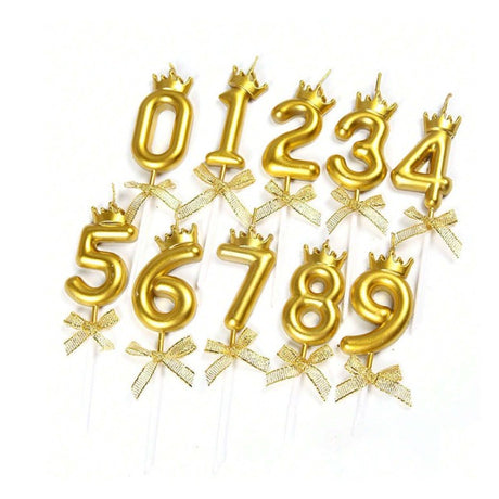 Lumanare pentru Tort Cifra 7, Model Coroana, Gold, Vivimall, Party - vivimall.ro