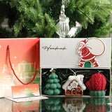 Lumanari Parfumate de Craciun, Flippy, GIFT BOX din 3 Lumanari din Ceara de Soia, Model B Brad, Manusa, Casuta, 22.5 x 9.5 x 5 cm, Multicolor - vivimall.ro