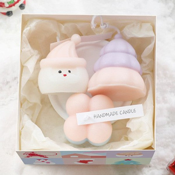 Lumanari Parfumate de Craciun, Flippy, Gift Box Set cu 3 Lumanari Aromaterapie, 11 x 11 x 7.5 cm, Roz - vivimall.ro