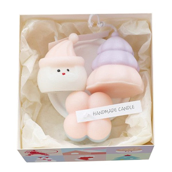 Lumanari Parfumate de Craciun, Flippy, Gift Box Set cu 3 Lumanari Aromaterapie, 11 x 11 x 7.5 cm, Roz - vivimall.ro