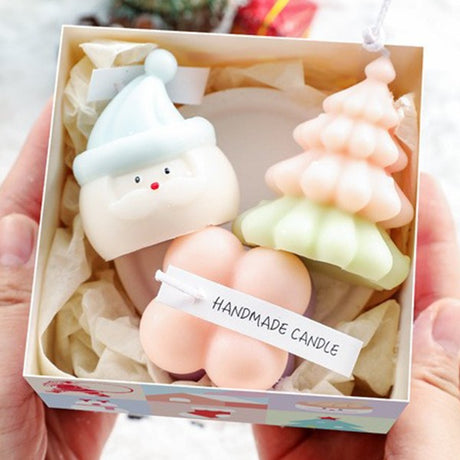 Lumanari Parfumate de Craciun, Flippy, Gift Box Set cu 3 Lumanari Aromaterapie, 11 x 11 x 7.5 cm, Roz Verde - vivimall.ro