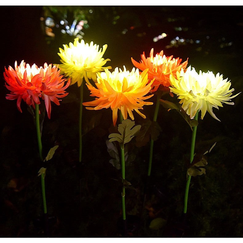 Lampa Solara Led Tip Crizantema Cu O Floare Pentru Gradina, Inaltime 80 Cm - vivimall.ro