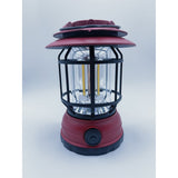 Lampa portabila camping, Felinar Vintage, ABS, Iluminare 30 COB LED, Intensitate reglabila, Acumulator inclus, Incarcare Solara si USB, 5W, Vivimall, Rosu - vivimall.ro