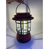 Lampa portabila camping, Felinar Vintage, ABS, Iluminare 30 COB LED, Intensitate reglabila, Acumulator inclus, Incarcare Solara si USB, 5W, Vivimall, Rosu - vivimall.ro