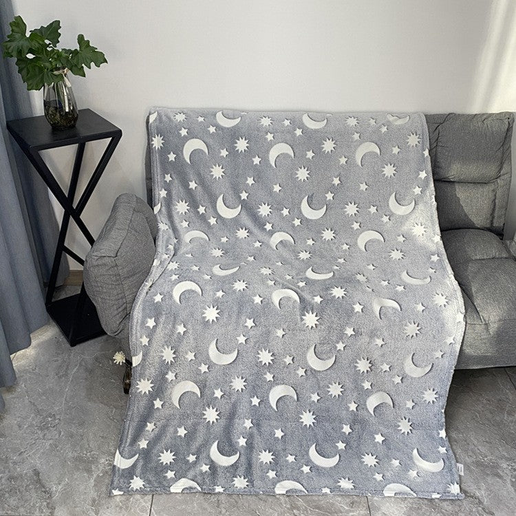 Patura Fosforescenta, Vivimall, Moale, Pufoasa, Lumineaza in Intuneric, 1.5x2 m, Model Cer Instelat, Gri - vivimall.ro