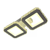 Lustra Led Cu Telecomanda Si Cristal Quadris, 2 Patrate, Lumina Rece/Calda/Neutra, Dimabila - vivimall.ro