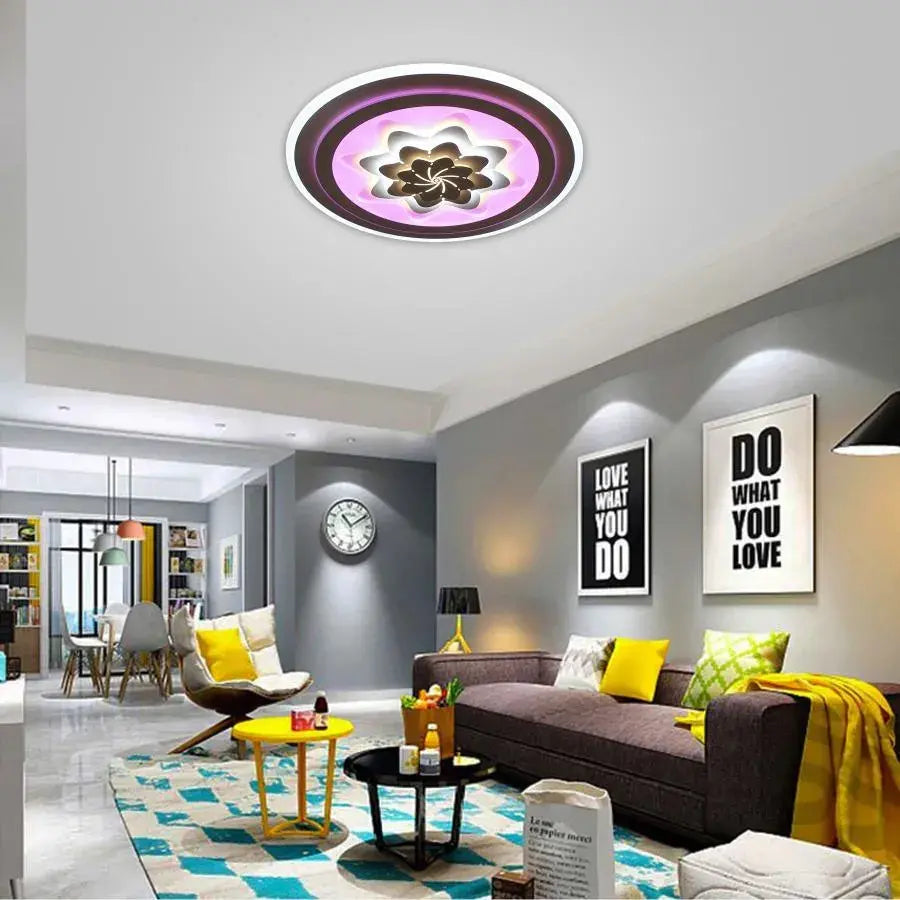 Lustra Led Cu Telecomanda Kraz Rgb, Lumina Rece/Calda/Neutra, Dimabila - vivimall.ro