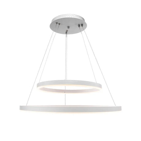 Lustra Led Suspendata Cu Telecomanda Azariah, 2 Cercuri, Lumina Rece/Calda/Neutra, Dimabila - vivimall.ro