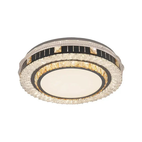 Lustra Led Cu Telecomanda Si Cristal Kannon, Rotunda, Lumina Rece/Calda/Neutra, Dimabila - vivimall.ro