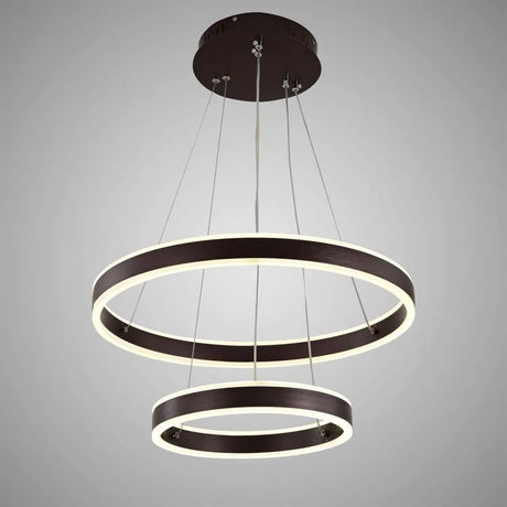 Lustra Led Suspendata Cu Telecomanda Olathe, 2 Cercuri, Lumina Rece/Calda/Neutra, Dimabila - vivimall.ro