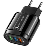 Incarcator Rapid QC3.0, Vivimall, 3 Porturi USB, 2.1A, 18W, din ABS, Protectie Supraincalzire, Gama Macarons, Negru - vivimall.ro
