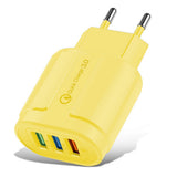 Incarcator Rapid QC3.0, Vivimall, 3 Porturi USB, 2.1A, 18W, din ABS, Protectie Supraincalzire, Gama Macarons, Galben - vivimall.ro
