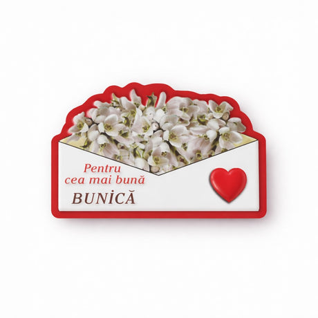 Magneti Decorativi Martisor, Set 24 Piese, Jolie, Tema Mesaj Pentru Cea Mai Buna Bunica, Carton Laminat cu Magnet Flexibil, 8x6 cm, Multicolor - vivimall.ro