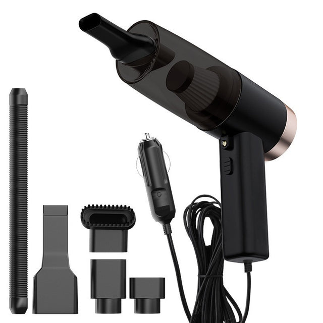 Aspirator Portabil Auto, Vivimall, pentru Casa si Masina, Cablu Auto, Tub Prelungitor, 4 Capete de Aspirare, 20x16x19cm, Negru - vivimall.ro